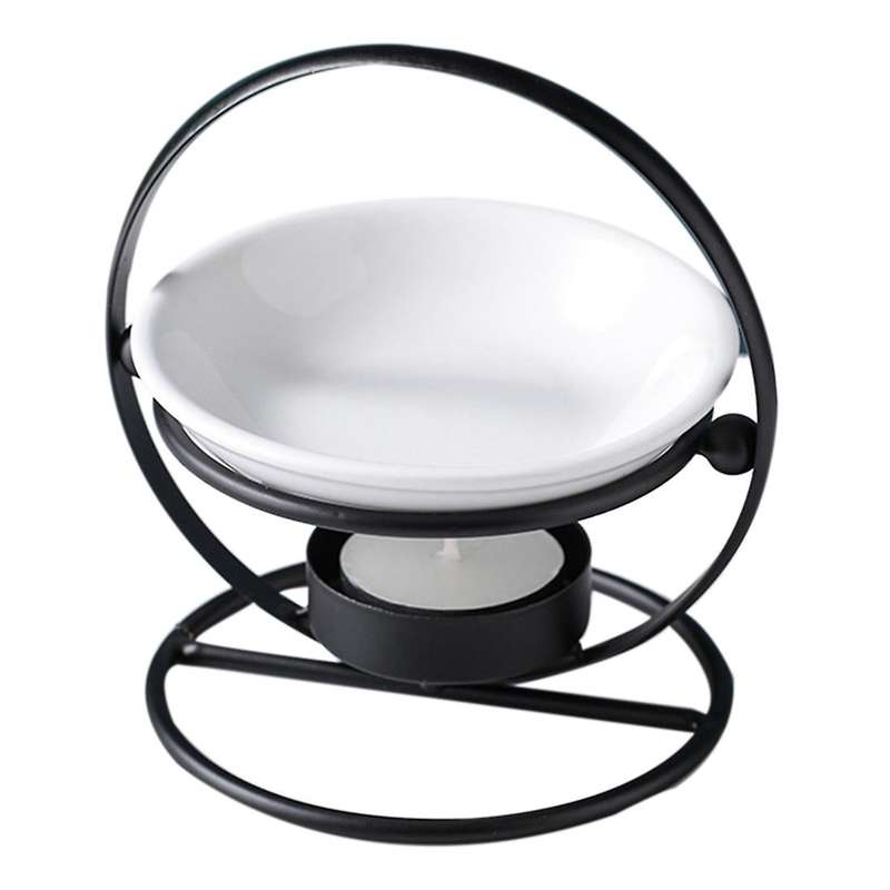 Tealight Candle Holder Ceramic Oil Burner Aroma Diffuser Black