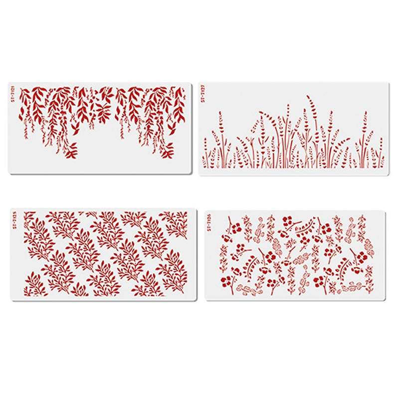 4pcs Leaf Petals Cake Stencil Plastic Lace Cake Decorating Tools Mold