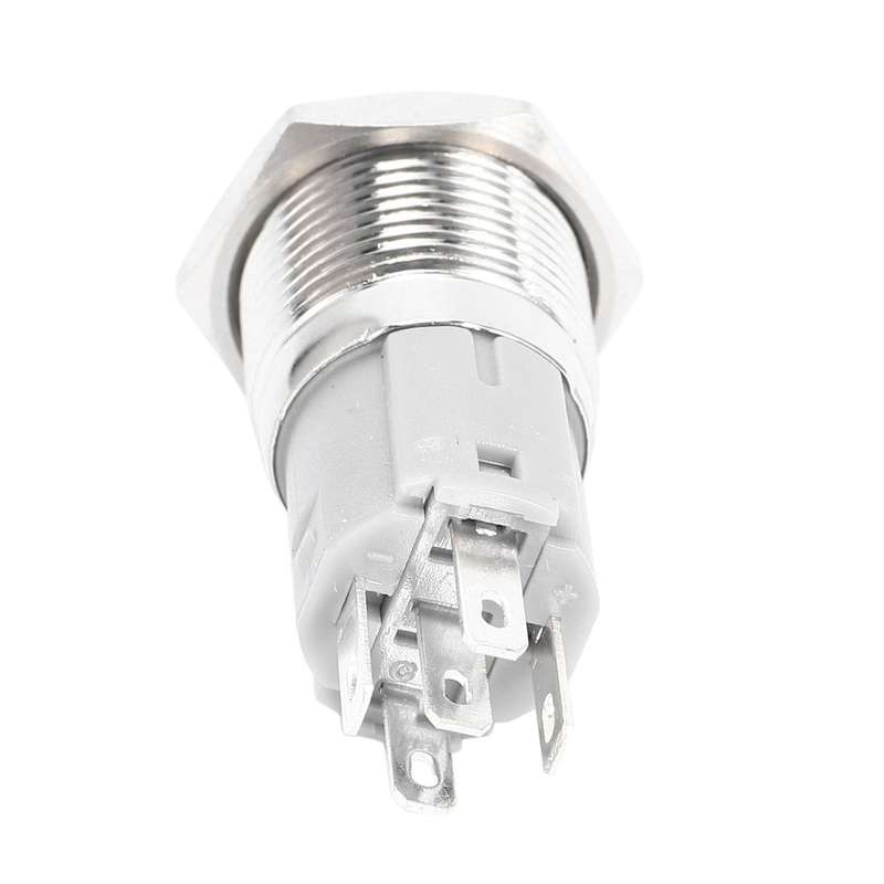 5x 12v 16mm Led Light Momentary Horn Metal Switch Push Button Blue
