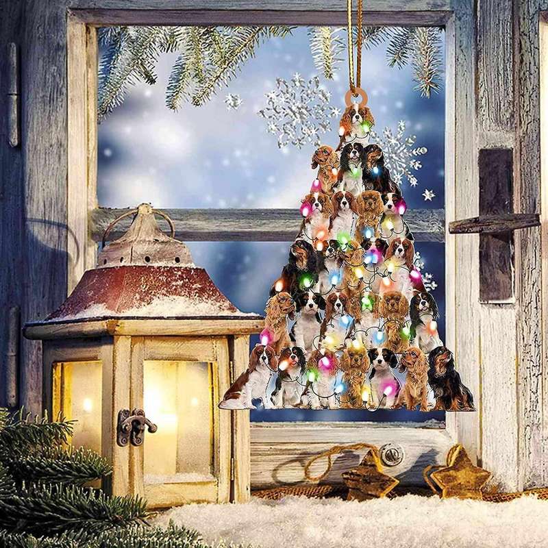 10 Pcs Christmas Tree Animal Wooden Pendant Family Ornaments Family,b