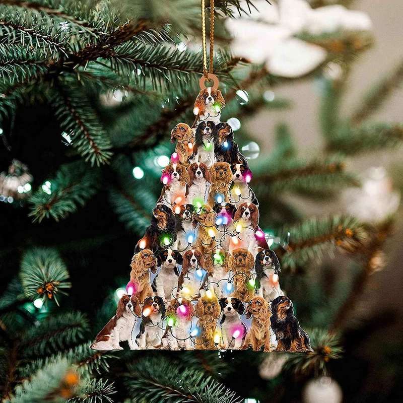 10 Pcs Christmas Tree Animal Wooden Pendant Family Ornaments Family,b