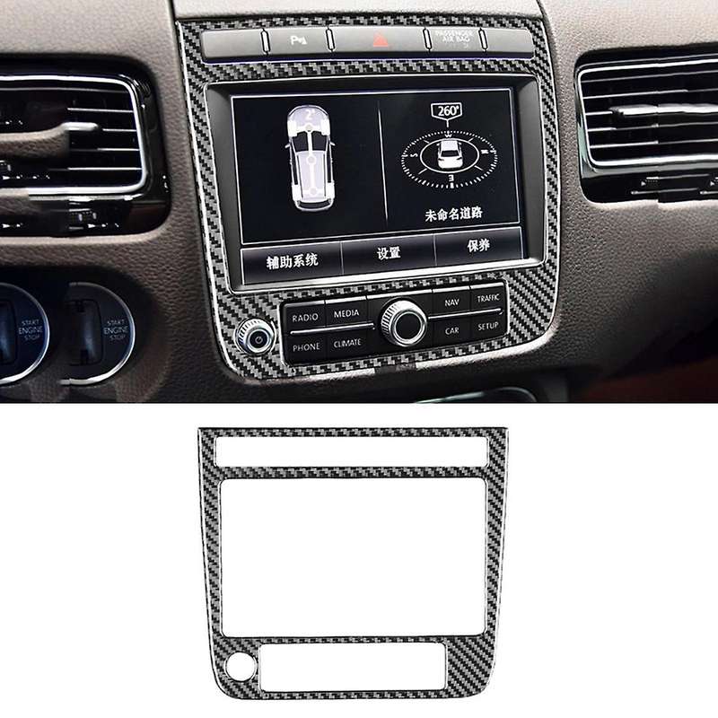Carbon Fiber Center Console Navigation Panel Frame Cover Trim, B
