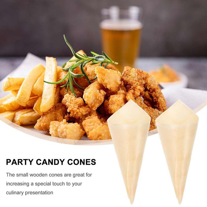 50pc Disposable Appetizer Cones Ice Cream Cone Cups Party 15.5x22.5cm