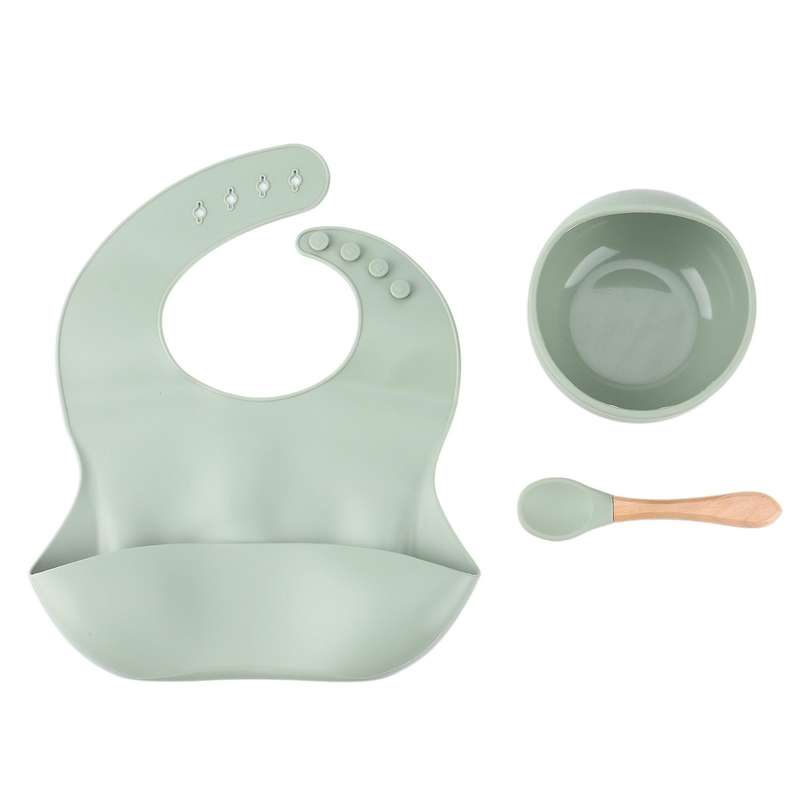 Silicone Baby Feeding Set,baby Bowl,silicone Bib,spoon,cutlery Set,2