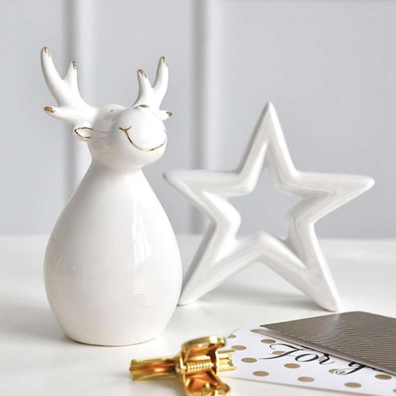 Nordic Ceramic Christmas Deer Desktop Decoration Gift(elk)
