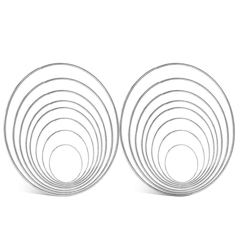 16 Pcs 8 Sizes Silver Dream Catcher Metal Rings Floral Hoops Wreath