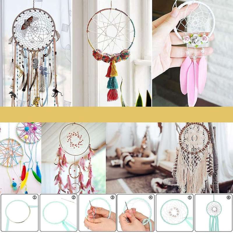 16 Pcs 8 Sizes Silver Dream Catcher Metal Rings Floral Hoops Wreath