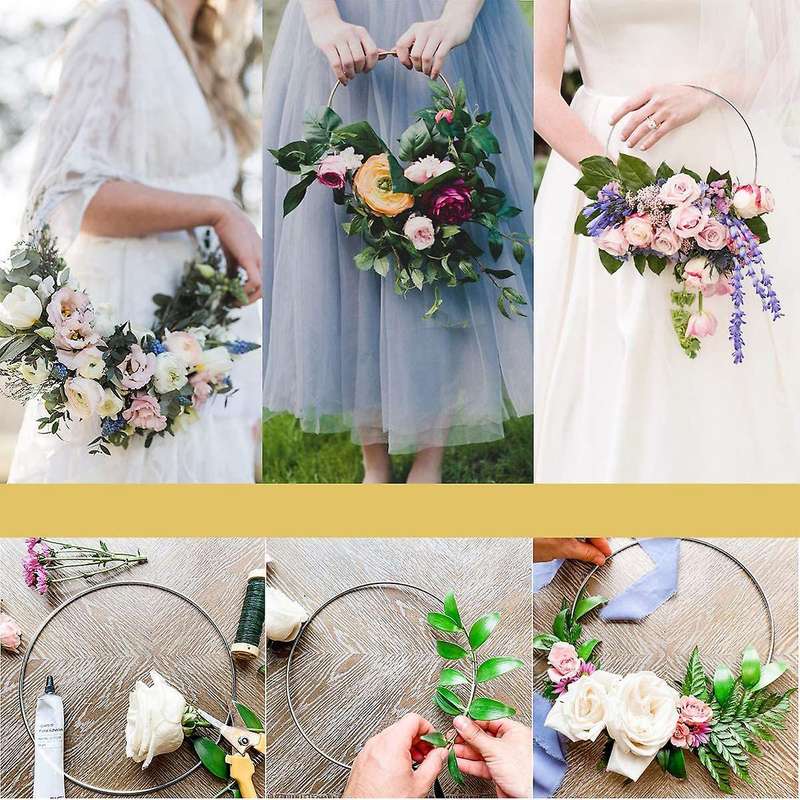 16 Pcs 8 Sizes Silver Dream Catcher Metal Rings Floral Hoops Wreath