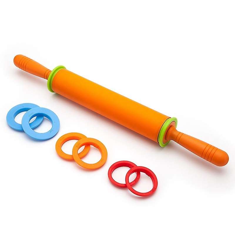 Non-stick Silicone Rolling Pin with 2mm 3mm 6mm and 10mm Rings