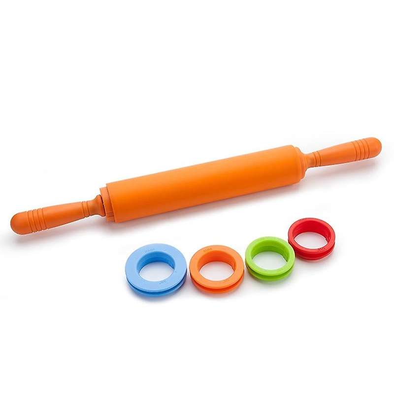 Non-stick Silicone Rolling Pin with 2mm 3mm 6mm and 10mm Rings