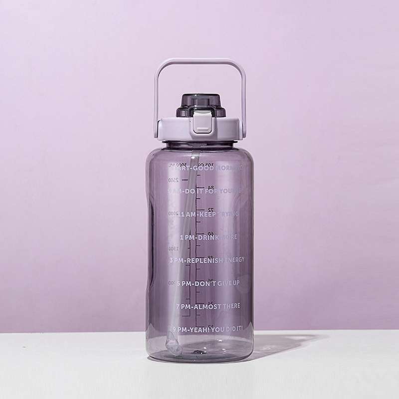 2l Sports Straw Water Bottle with Bounce Cover Time Marker