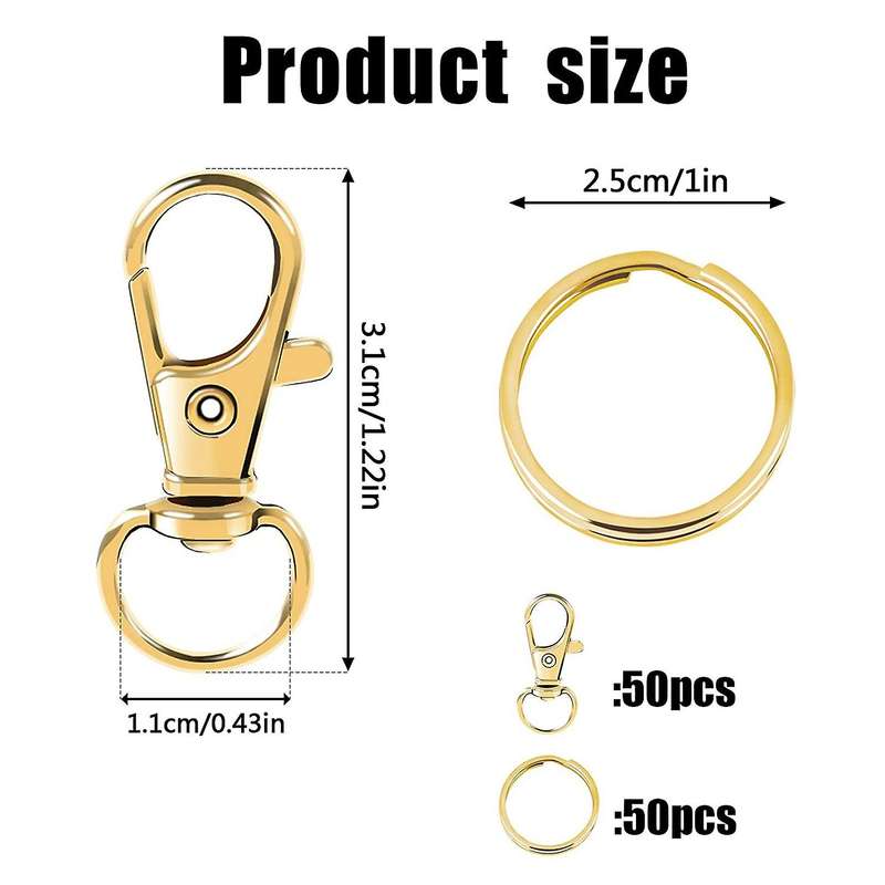 100pcs Swivel Clasps Lanyard Snap Hooks with Key Rings, Key Chain