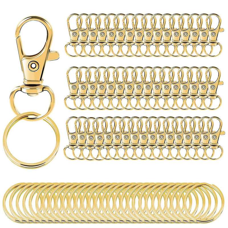 100pcs Swivel Clasps Lanyard Snap Hooks with Key Rings, Key Chain