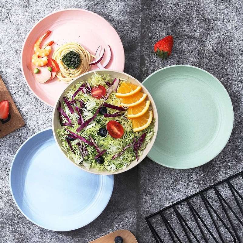 4 Pack Wheat Straw Plates Sets,dinner Dishes Lightweight