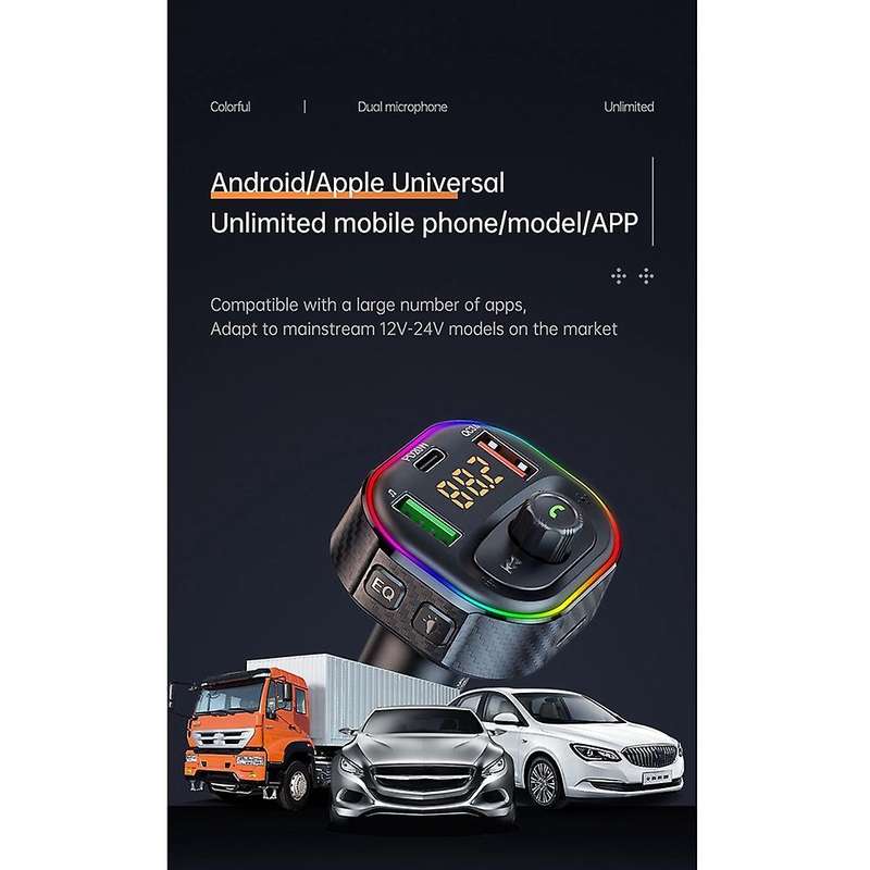 T86 Car Mp3 Dual Usb Qc 3.0+pd 20w Fast Charger Led Backlit