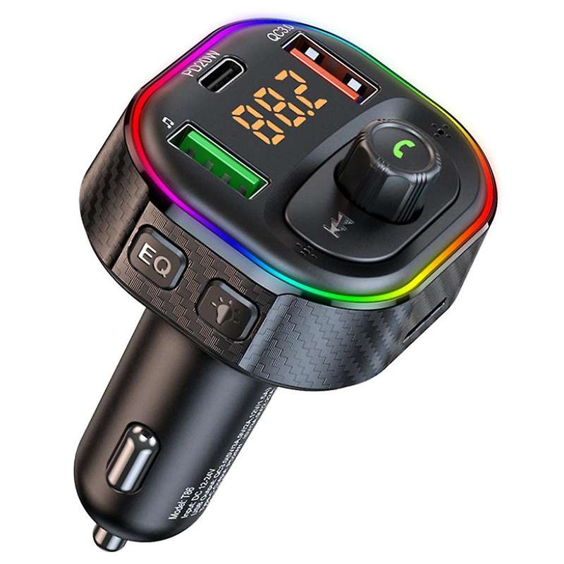 T86 Car Mp3 Dual Usb Qc 3.0+pd 20w Fast Charger Led Backlit