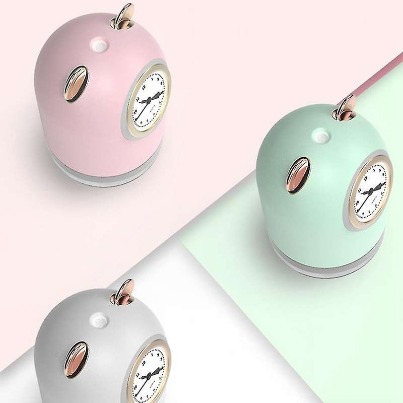 New Double Spray Cute Pet Usb Mini Clock Humidifier Green