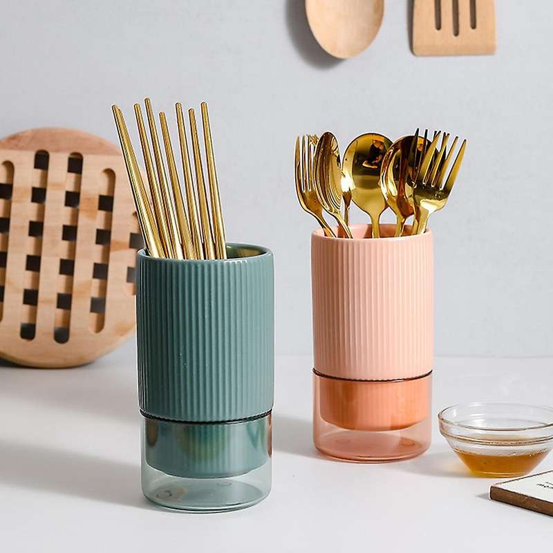 Ceramic Tableware Rack Chopsticks Basket Knife Storage Box Yellow