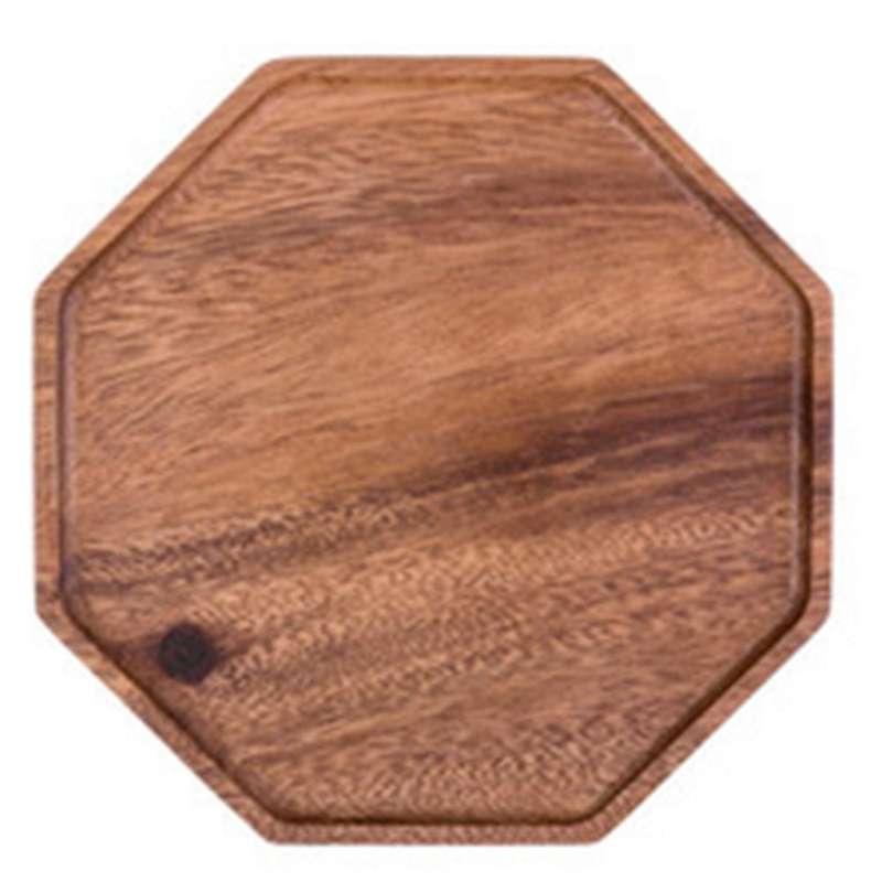 Wood Serving Plate Octagonal Plate Multipurpose Dinnerware Tray-a