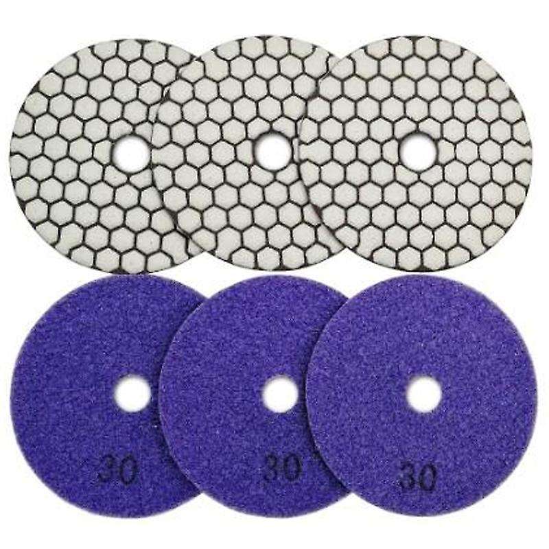 6pcs Dia 4inch/100mm Grit 30 Diamond Dry Polishing Pads for Granite