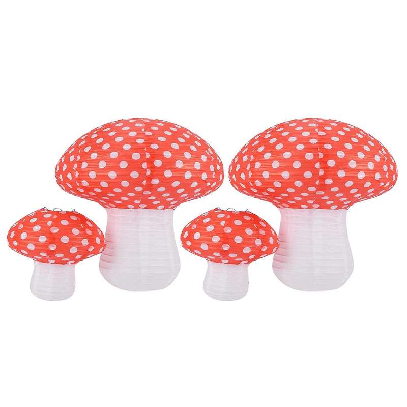 3d Mushroom Shaped Hanging Paper Lanterns 4 Pcs (different Sized)