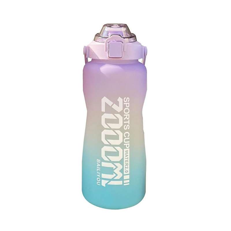 2000ml Large Water Bottle with Time Marker Portable Leakproof -a