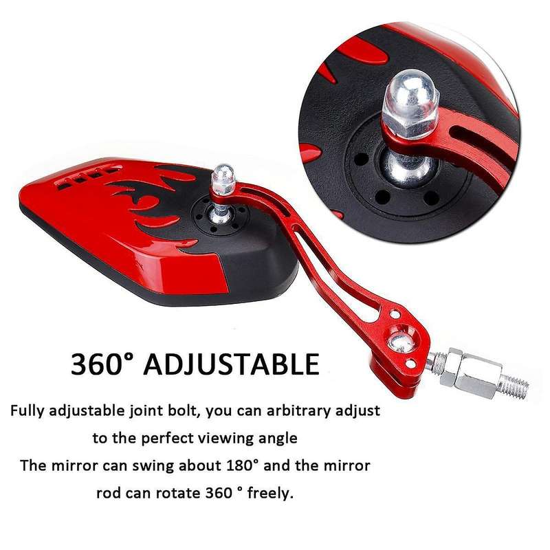 Screw Diameter 10mm / 8mm Side Mirrors for Motorcycle Scooter Red