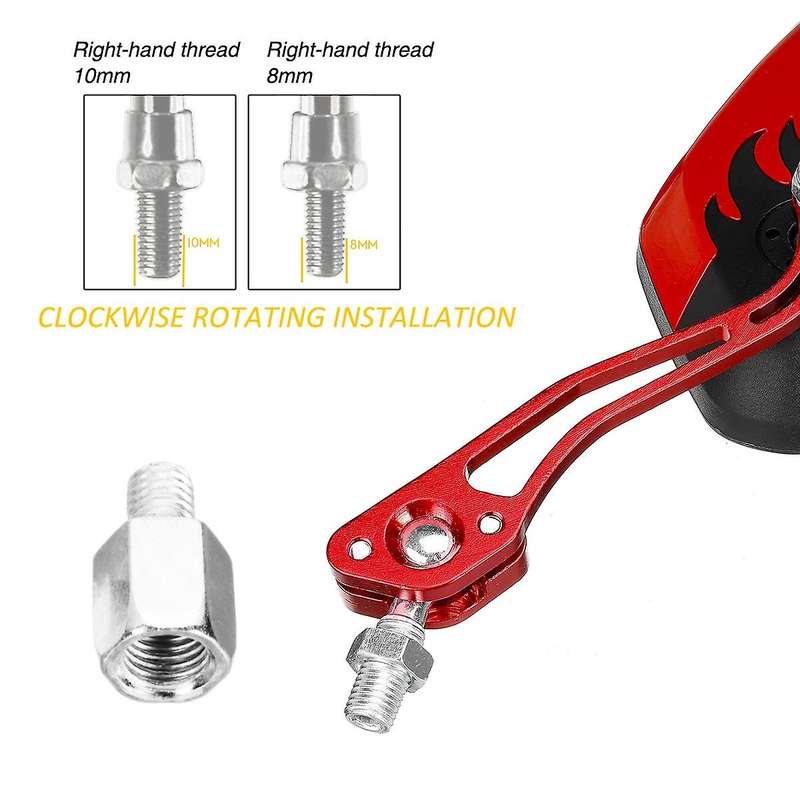 Screw Diameter 10mm / 8mm Side Mirrors for Motorcycle Scooter Red