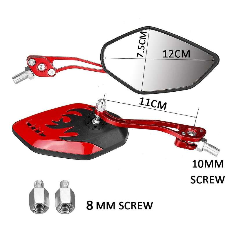 Screw Diameter 10mm / 8mm Side Mirrors for Motorcycle Scooter Red