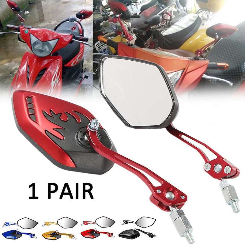 Screw Diameter 10mm / 8mm Side Mirrors for Motorcycle Scooter Red