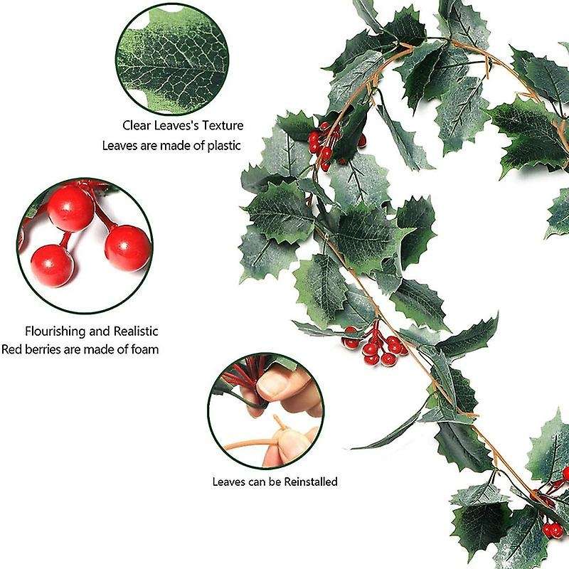 2pcs Artificial Red Berry Christmas Garland for Fireplace Decoration