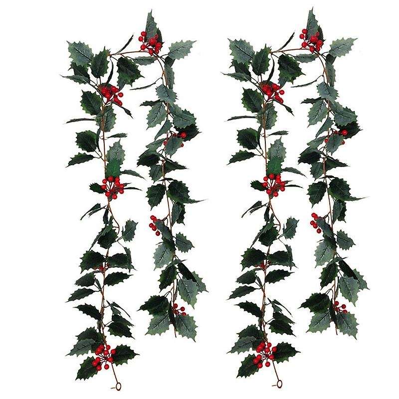 2pcs Artificial Red Berry Christmas Garland for Fireplace Decoration