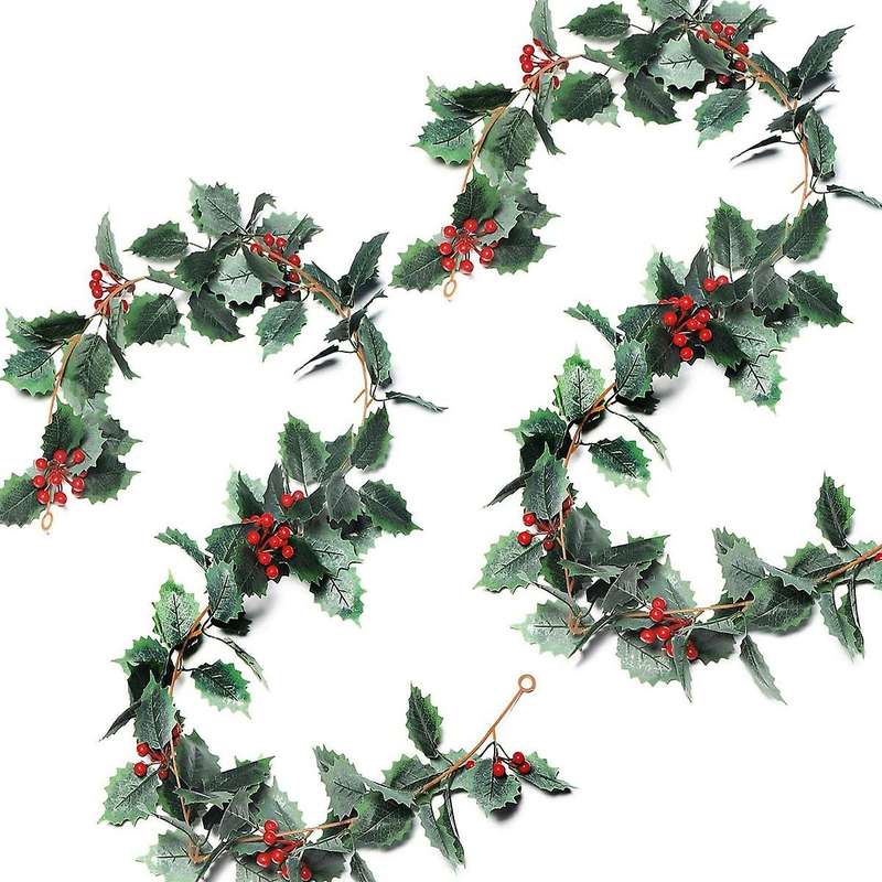 2pcs Artificial Red Berry Christmas Garland for Fireplace Decoration