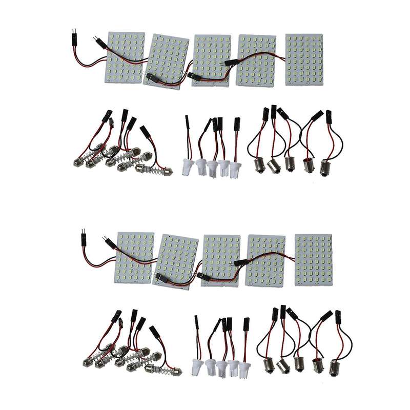 5pcs Car Interior Light Panel 48 Smd Led T10 Ba9s Dome Bulb Adapter