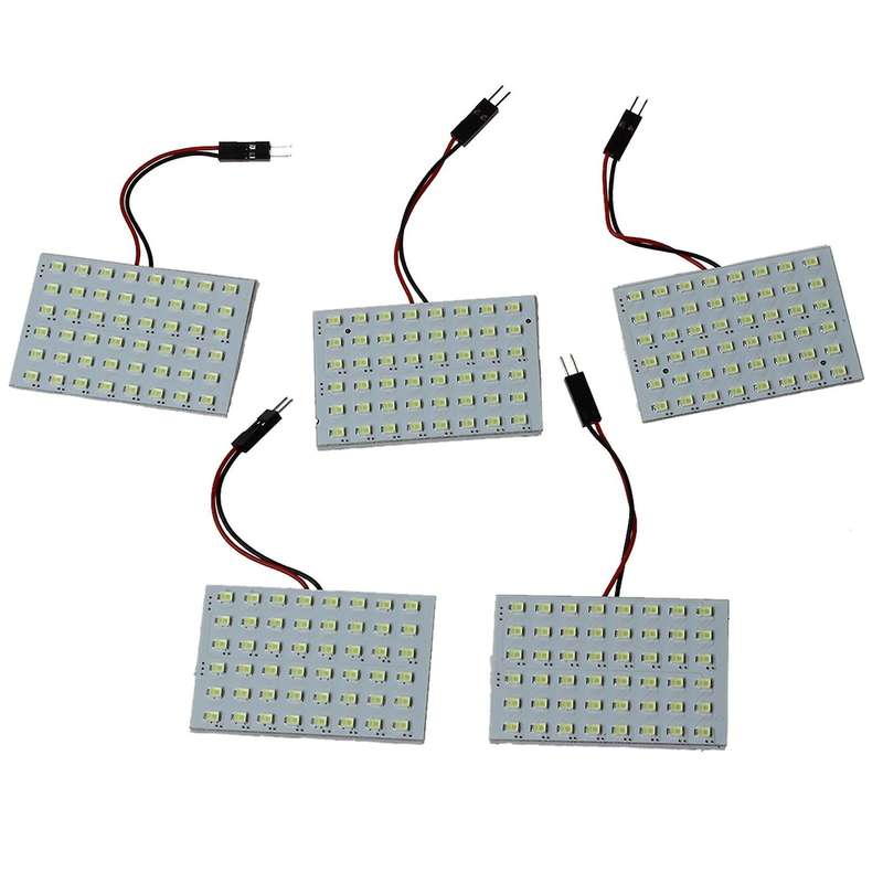 5pcs Car Interior Light Panel 48 Smd Led T10 Ba9s Dome Bulb Adapter