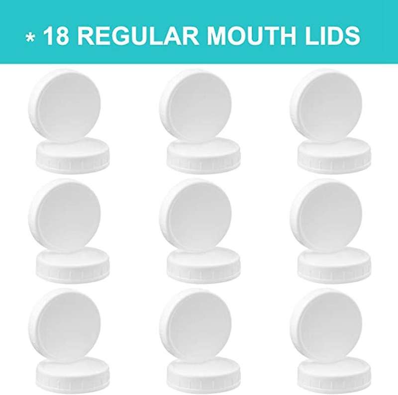 18 Pack Plastic Regular Mouth Mason Jar Lids for Ball, Kerr and More