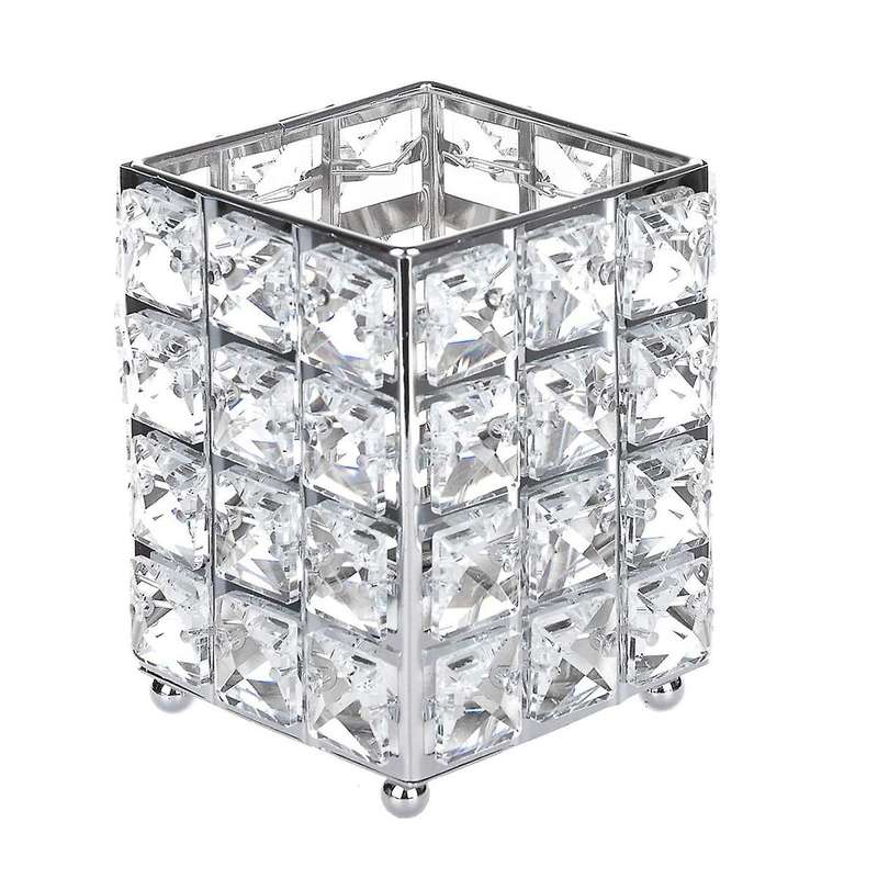 Crystal Makeup Brush Organizer Holder Storage Cosmetics Tools ,silver