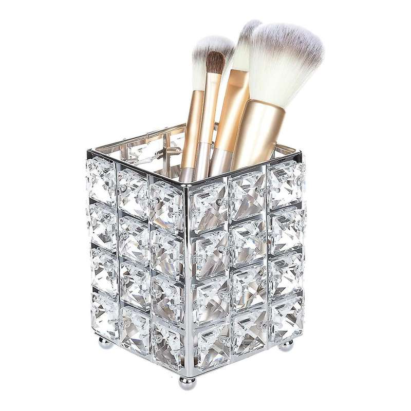 Crystal Makeup Brush Organizer Holder Storage Cosmetics Tools ,silver