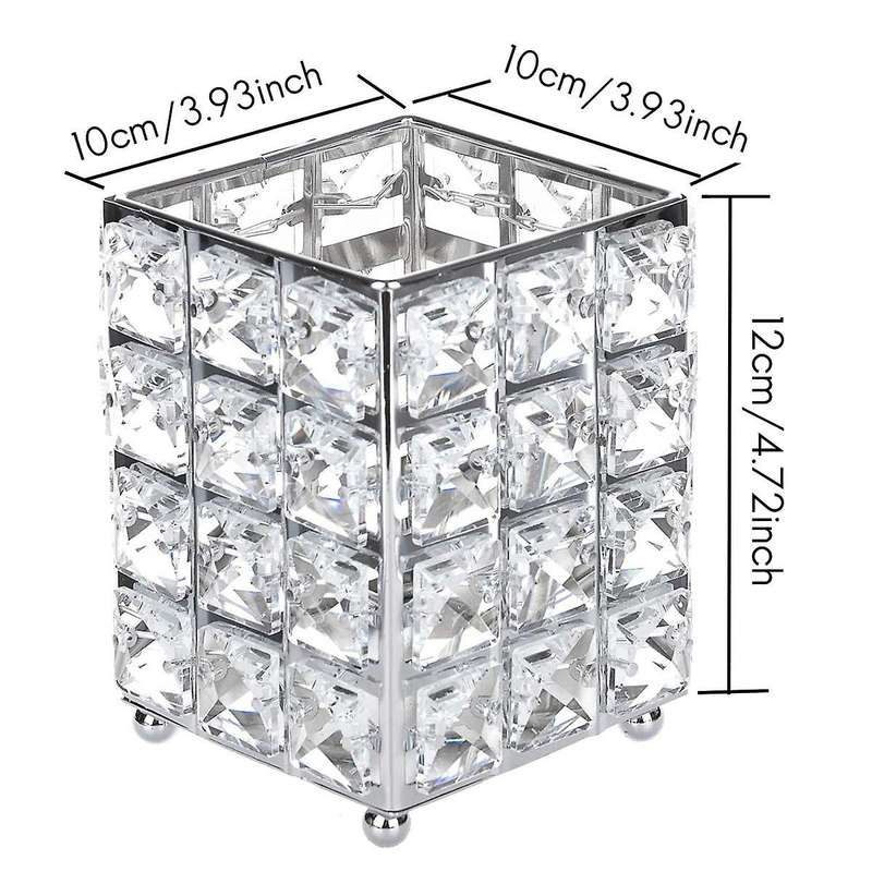 Crystal Makeup Brush Organizer Holder Storage Cosmetics Tools ,silver