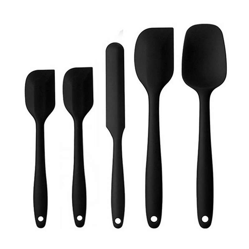 5pcs Silicone Spatula Set with Heat Resistant,silicone Spatula,black