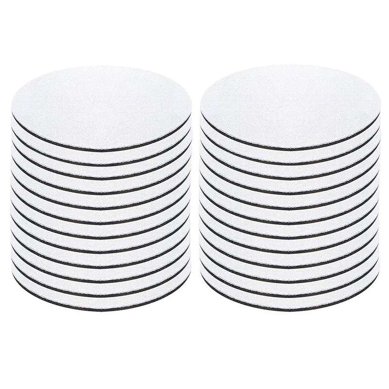 24 Pcs Sublimation Rubber Round Coaster Blank Heat Transfer White Mat