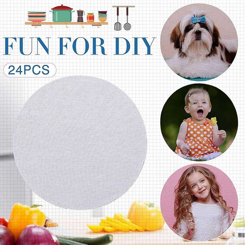 24 Pcs Sublimation Rubber Round Coaster Blank Heat Transfer White Mat