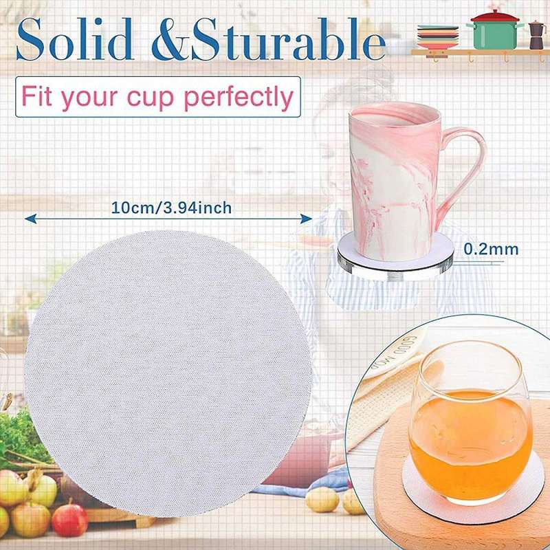 24 Pcs Sublimation Rubber Round Coaster Blank Heat Transfer White Mat