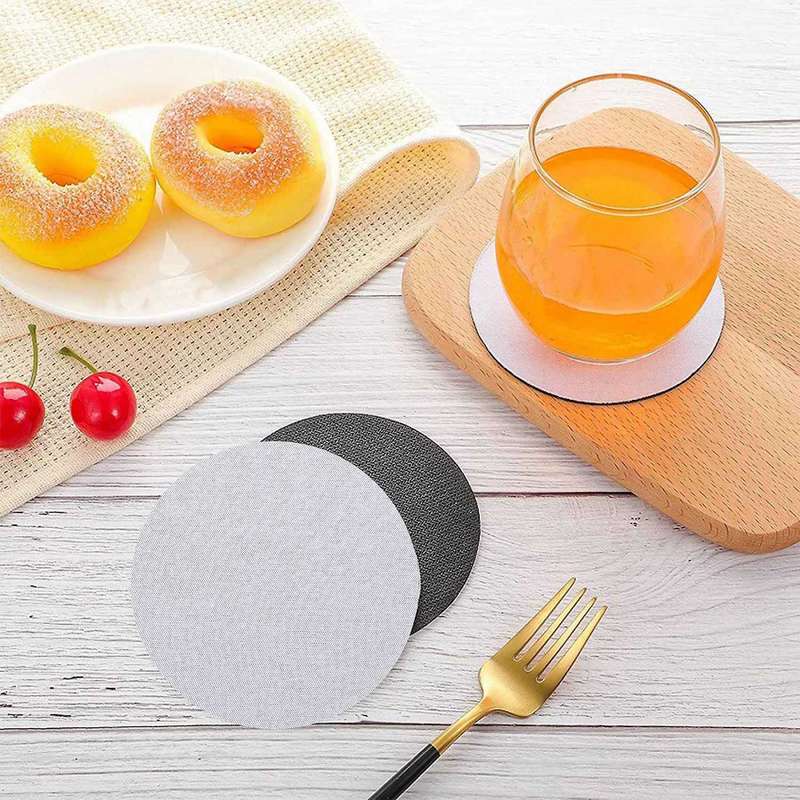 24 Pcs Sublimation Rubber Round Coaster Blank Heat Transfer White Mat