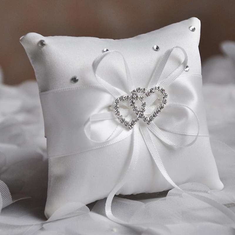 Double Heart Satin Ring Bearer Pillow and Wedding Flower Girl Basket