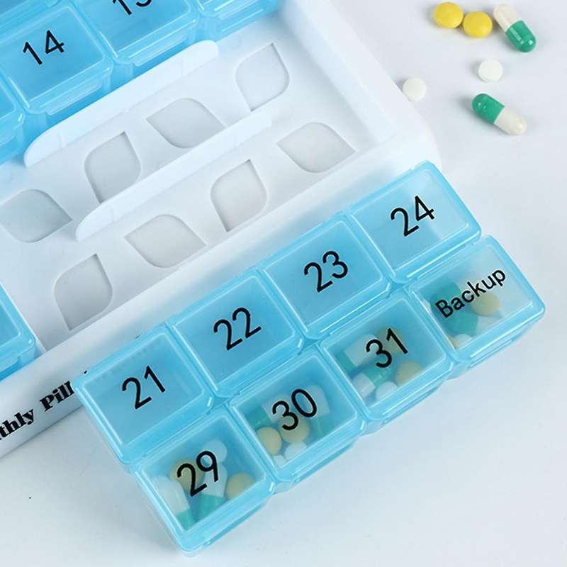 Monthly Pill Organizer 31 Compartments, Pill Organizer,black