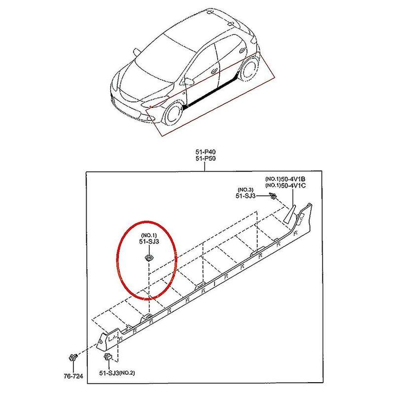 Bp4l-51-sj3 100pcs Nylon Side Skirt Moulding Clips for Mazda 3 5 6