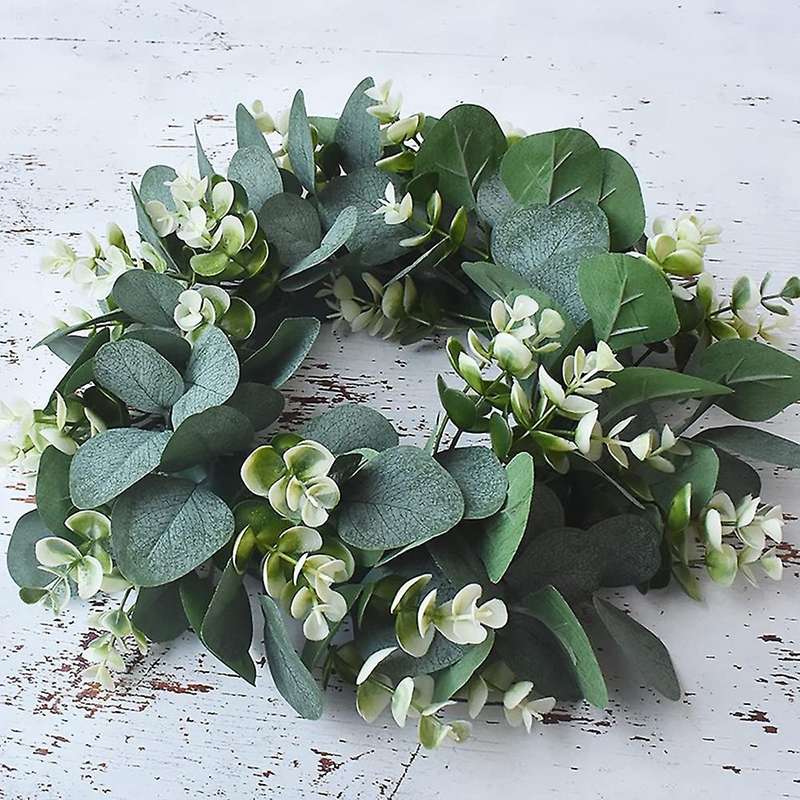 2 Pack Green Eucalyptus Wreath Round Wreath Artificial Wreath