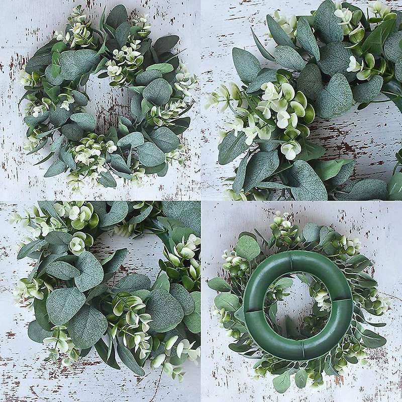 2 Pack Green Eucalyptus Wreath Round Wreath Artificial Wreath