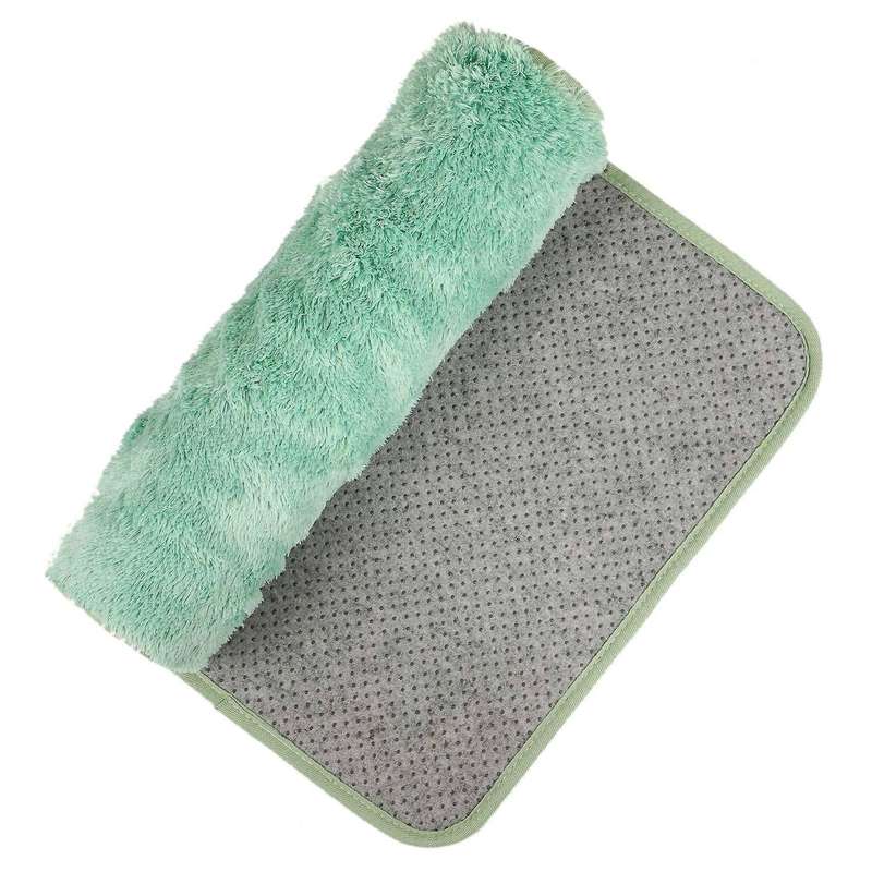 Long Hair Thick Carpet Ins Fresh Bedroom Bedside Blanket,gray Green